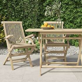 vidaXL Hopfällbara trädgårdsstolar 2 st grå 56x61x89 cm massiv teak 362764