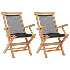 vidaXL 49362 Set of 2 Garden Chairs Solid Teak and Rope