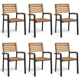 vidaXL Stapelbara trädgårdsstolar 6 st massivt akacia&metall 3155426