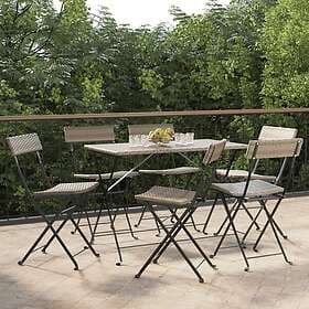 vidaXL Folding Cafe Chairs 6 pcs Grey Poly Rattan and Steel 3152119