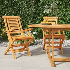 vidaXL Hopfällbara trädgårdsstolar 2 st 56x63x90 cm massiv teak 362756