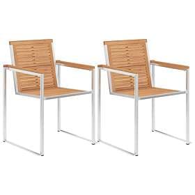 vidaXL 46515 Garden Chairs Set of 2 Solid Teak and Stainless Steel