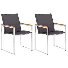 vidaXL 46517 Set of 2 Garden Chairs Stainless Steel and Textilene Grey