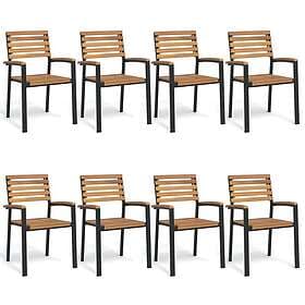 vidaXL Stapelbara trädgårdsstolar 8 st massivt akacia&metall 3155427