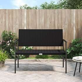 vidaXL Trädgårdsbench 2-sits med dyna konstrotting svart 364121
