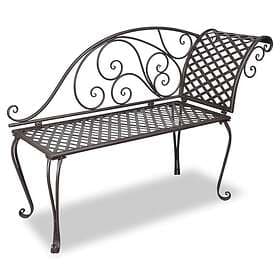 vidaXL Trädgårdsbench schäslong 128 cm antikbrun 40717