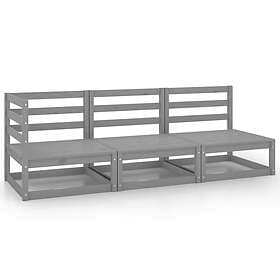 vidaXL Lounge Set 3 Pieces Gray Solid Pine 805707