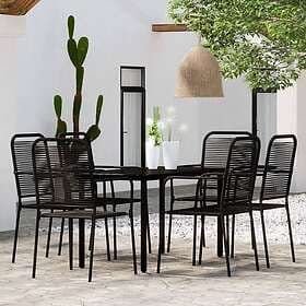 vidaXL Garden Dining Set 7 Pieces Black 3099140