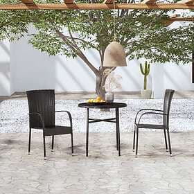 vidaXL Garden Dining Set 3 Pieces Faux Rattan Black 3098028