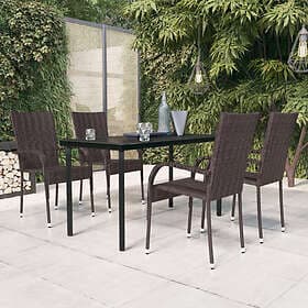 vidaXL Garden Dining Set 5 Pieces Brown Black 3099385