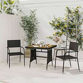vidaXL Matgrupp för trädgården 3 delar konstrotting svart 3120086