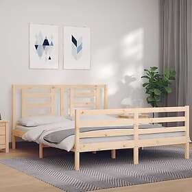 vidaXL Bed Frame med huvudgavel 5FT King Size massivt trä 3194706