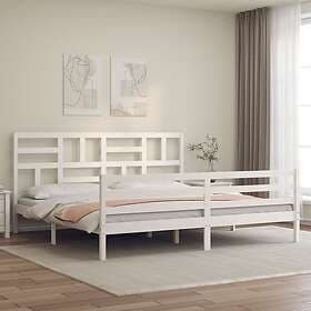 vidaXL Bed Frame med huvudgavel vit 200x200 cm massivt trä 3194917