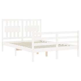 vidaXL Bed Frame med huvudgavel vit 120x200 cm massivt trä 3194307