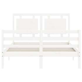vidaXL Bed Frame med huvudgavel vit 120x200 cm massivt trä 3194047