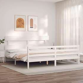 vidaXL Bed Frame med huvudgavel vit 200x200 cm massivt trä 3195112