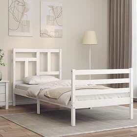 vidaXL Bed Frame med huvudgavel vit enkelsäng massivt trä 3194927