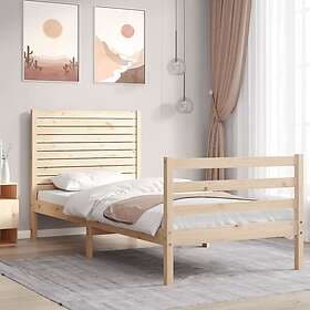 vidaXL Bed Frame med huvudgavel enkelsäng massivt trä 3194991