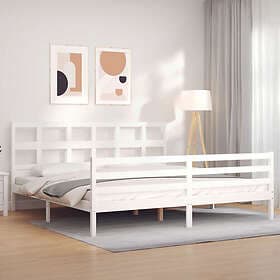vidaXL Bed Frame med huvudgavel vit massivt trä 3194847