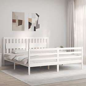 vidaXL Bed Frame med huvudgavel vit massivt trä 3194327