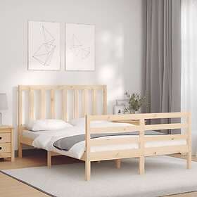 vidaXL Bed Frame med huvudgavel dubbelsäng massivt trä 3193826