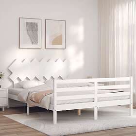 vidaXL Bed Frame med huvudgavel vit 140x200 cm massivt trä 3195287