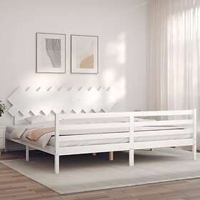 vidaXL Bed Frame med huvudgavel vit 200x200 cm massivt trä 3195307