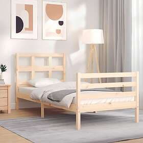 vidaXL Bed Frame med huvudgavel enkelsäng massivt trä 3194796