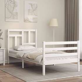 vidaXL Bed Frame med huvudgavel vit 90x200 cm massivt trä 3194947