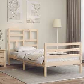 vidaXL Bed Frame med huvudgavel enkelsäng massivt trä 3194861