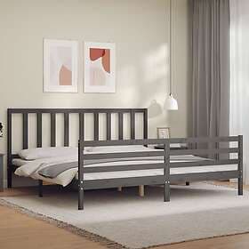 vidaXL Bed Frame med huvudgavel grå 200x200 cm massivt trä 3193878