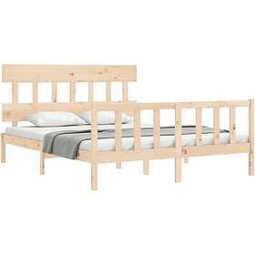 vidaXL Bed Frame med huvudgavel 160x200 cm massivt trä 3193346