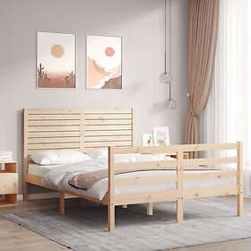 vidaXL Bed Frame med huvudgavel dubbelsäng massivt trä 3194996