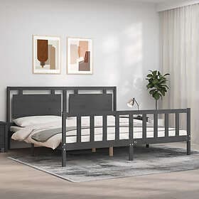 vidaXL Bed Frame med huvudgavel grå 200x200 cm massivt trä 3192188