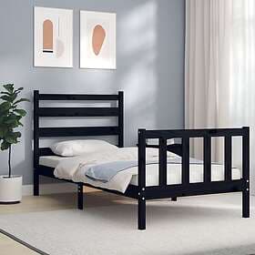 vidaXL Bed Frame med sänggavel svart 2FT6 Small enkel massivt trä 3192000