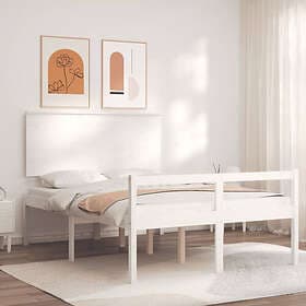 vidaXL Bed Frame med huvudgavel vit 120x200 cm massivt trä 3195477