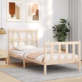 vidaXL Bed Frame med huvudgavel enkelsäng massivt trä 3192456