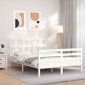 vidaXL Bed Frame med huvudgavel vit 120x200 cm massivt trä 3194827