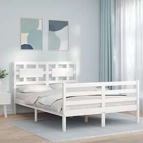 vidaXL Bed Frame med huvudgavel vit 120x200 cm massivt trä 3194437
