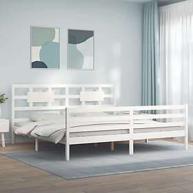 vidaXL Bed Frame med huvudgavel vit massivt trä 3194457