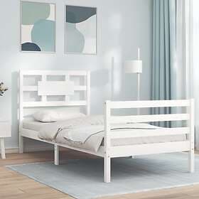 vidaXL Bed Frame med huvudgavel vit 90x200 cm massivt trä 3194427