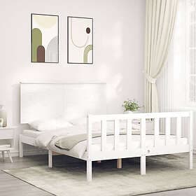 vidaXL Bed Frame med huvudgavel vit 140x190 cm massivt trä 3193382