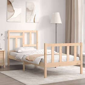 vidaXL Bed Frame med huvudgavel enkelsäng massivt trä 3193106