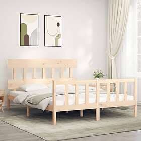 vidaXL Bed Frame med huvudgavel 5FT King Size massivt trä 3193341