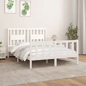 vidaXL Bed Frame med huvudgavel vit massiv furu 120x200 cm 3188162