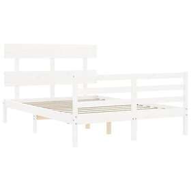 vidaXL Bed Frame med huvudgavel vit 120x200 cm massivt trä 3195087