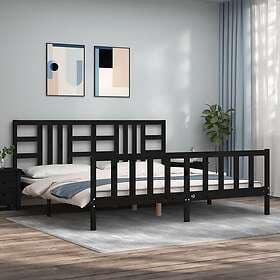 vidaXL Bed Frame med huvudgavel svart 200x200 cm massivt trä 3191995