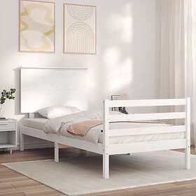 vidaXL Bed Frame med huvudgavel vit enkelsäng massivt trä 3195187