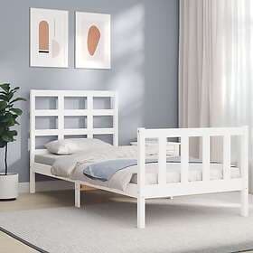 vidaXL Bed Frame med sänggavel vit 90x190 cm massivt trä 3192067