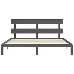 vidaXL Bed Frame med huvudgavel grå 200x200 cm massivt trä 3193553